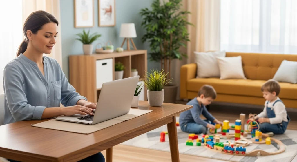 trabalhar de casa com filhos