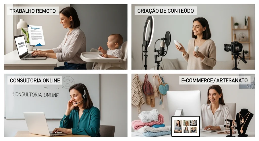 Principais tipos de trabalho online para mães