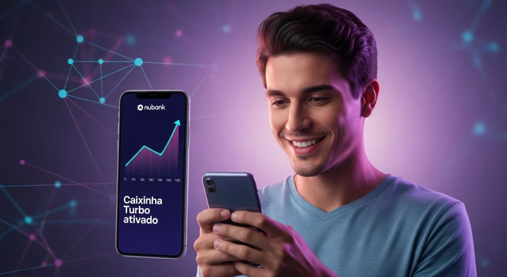 Pessoa analisando se vale a pena investir na Caixinha Nubank Turbo