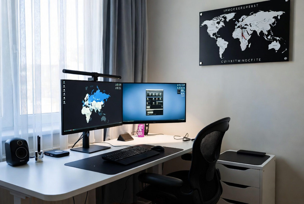 setup de home office profissional para trabalho internacional remoto