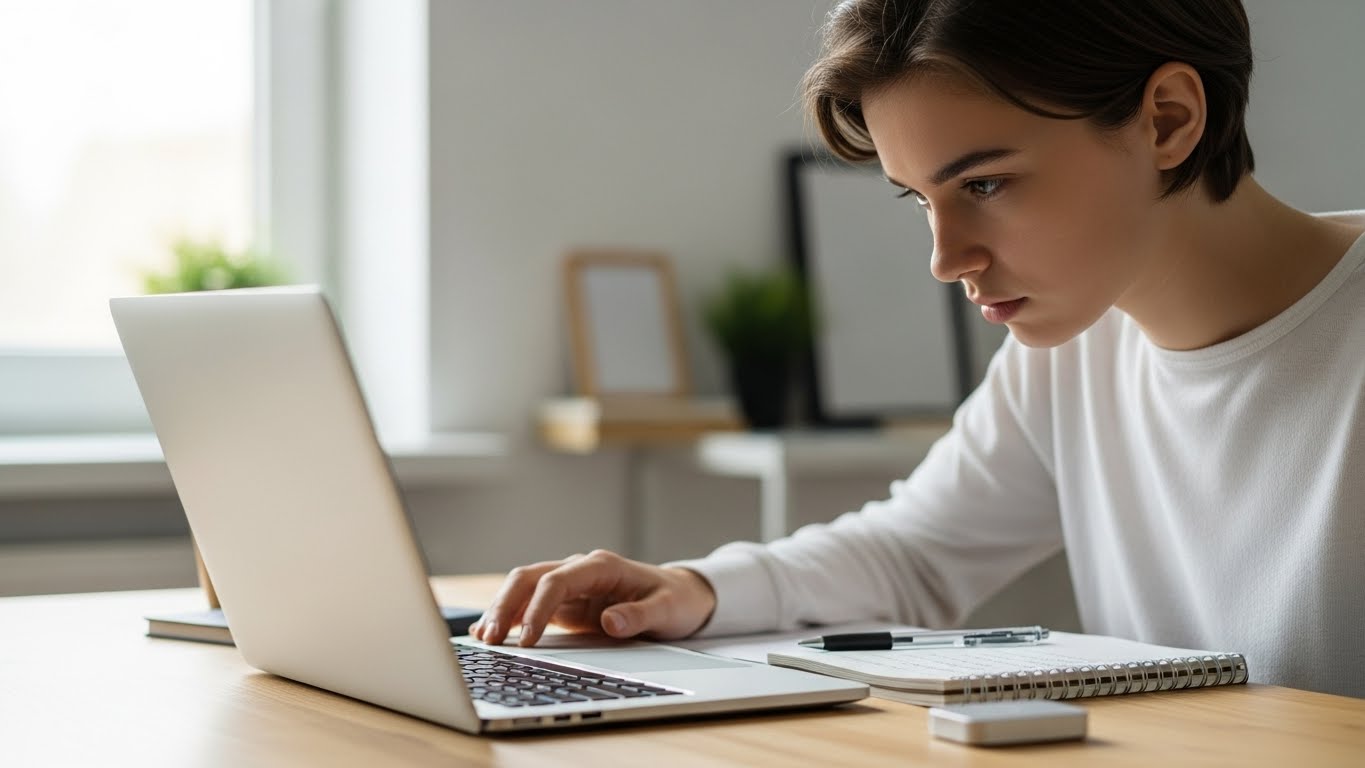 estudante trabalhando em home office sem experiência