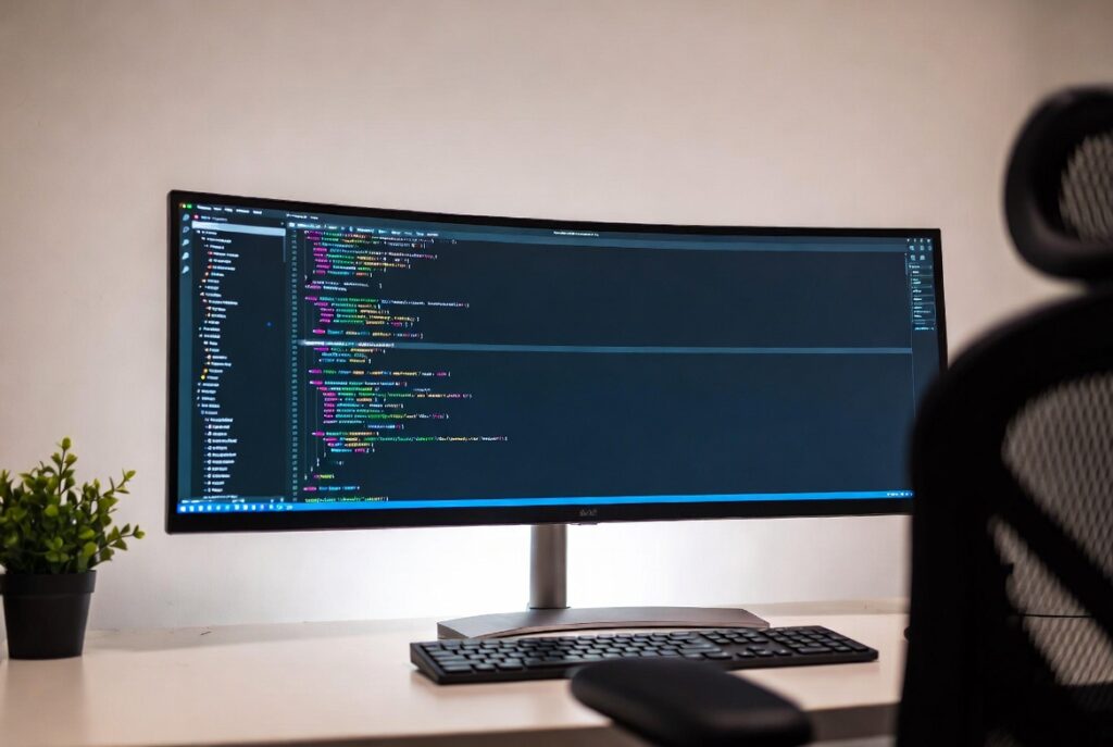monitor ideal para programação com tela ampla e visão confortável