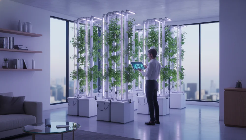 Microjardinagem tecnológica: como lucrar com sistemas de hidroponia para apartamentos
